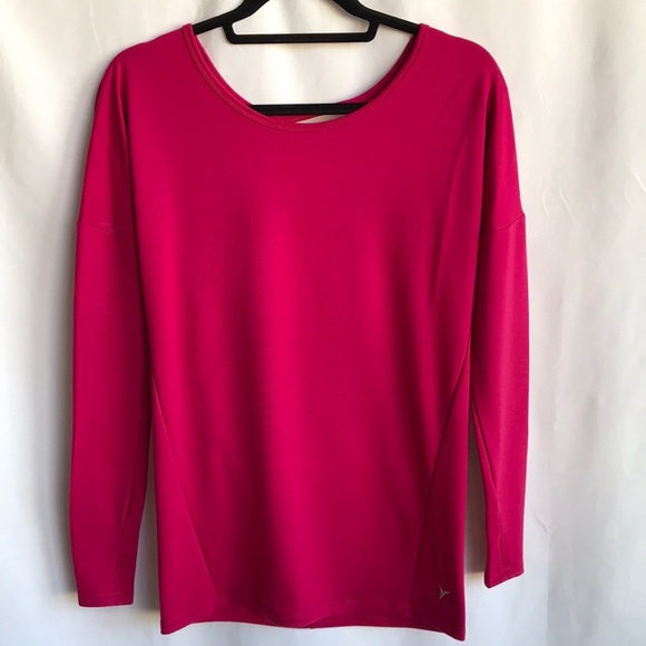 Old Navy Active raspberry workout top with back cutout and thumb holes, size XS - Picture 1 of 7
